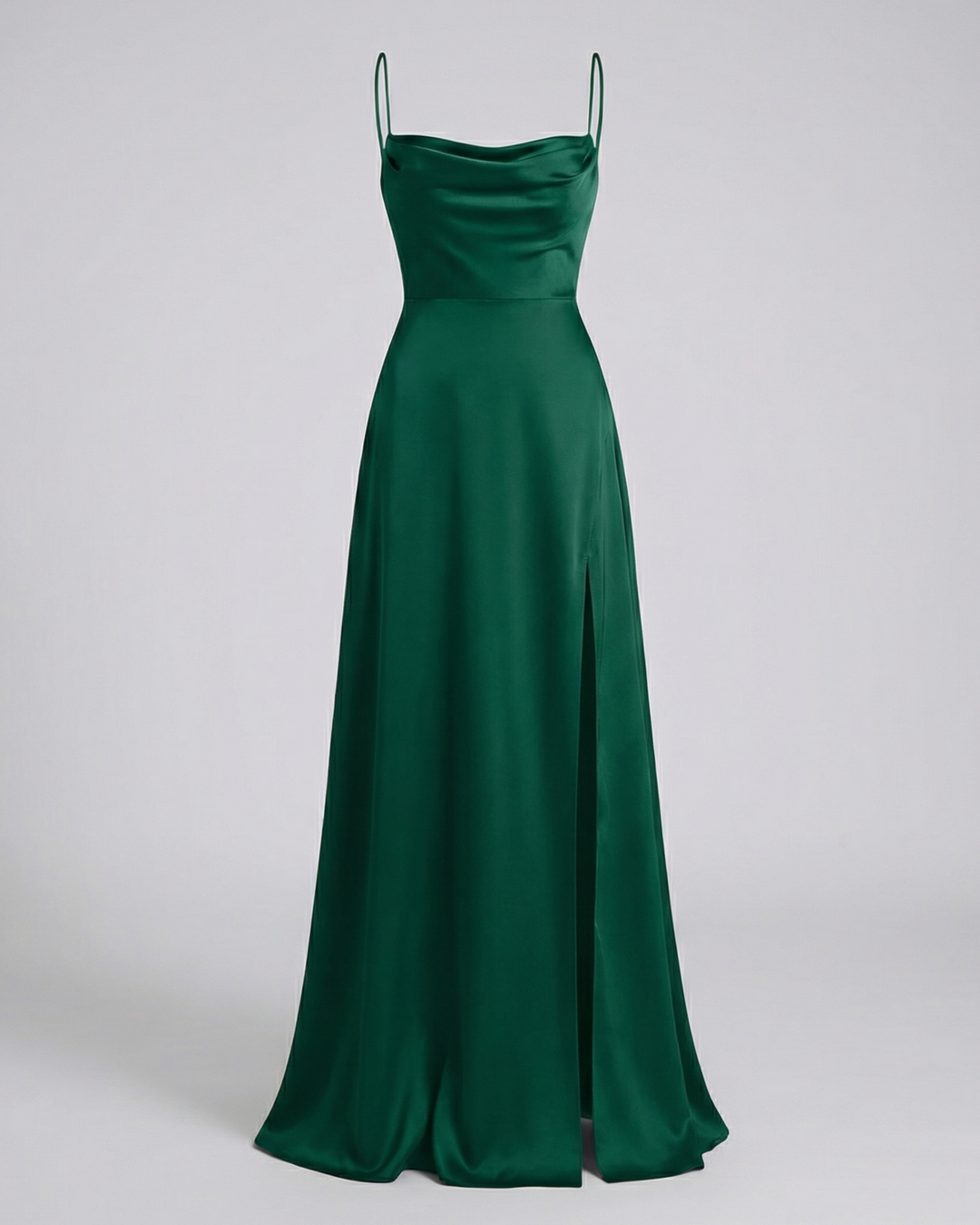 Satin Cowl Neck Evening Maxi Dress