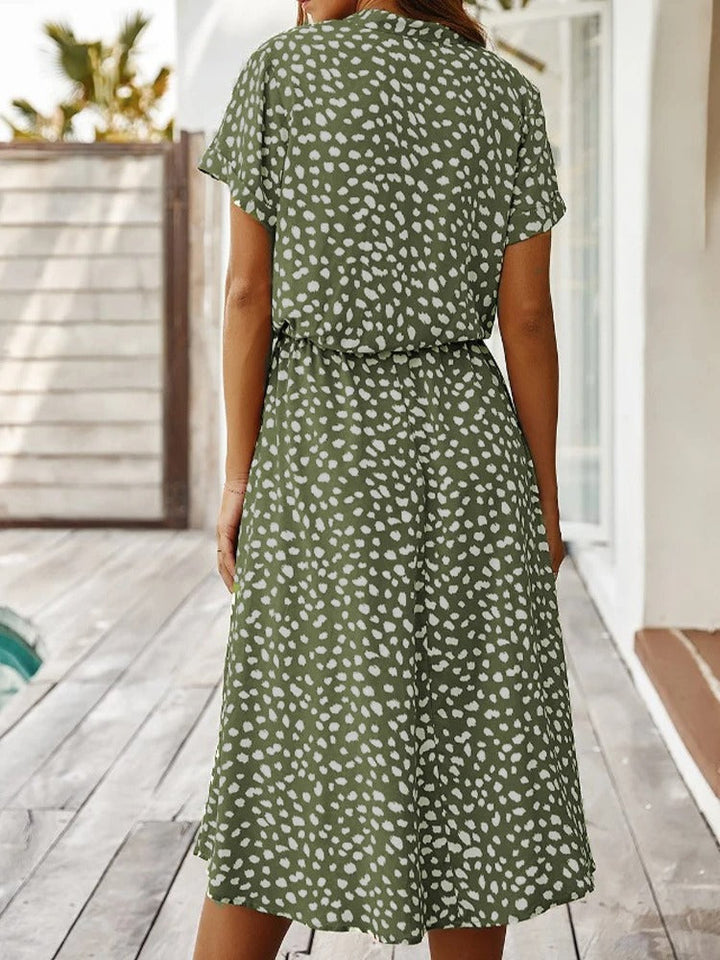 Women's Short Sleeve Printed Midi Dress