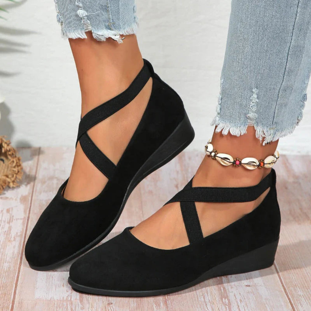 Women's Suede Crisscross Wedge Flats