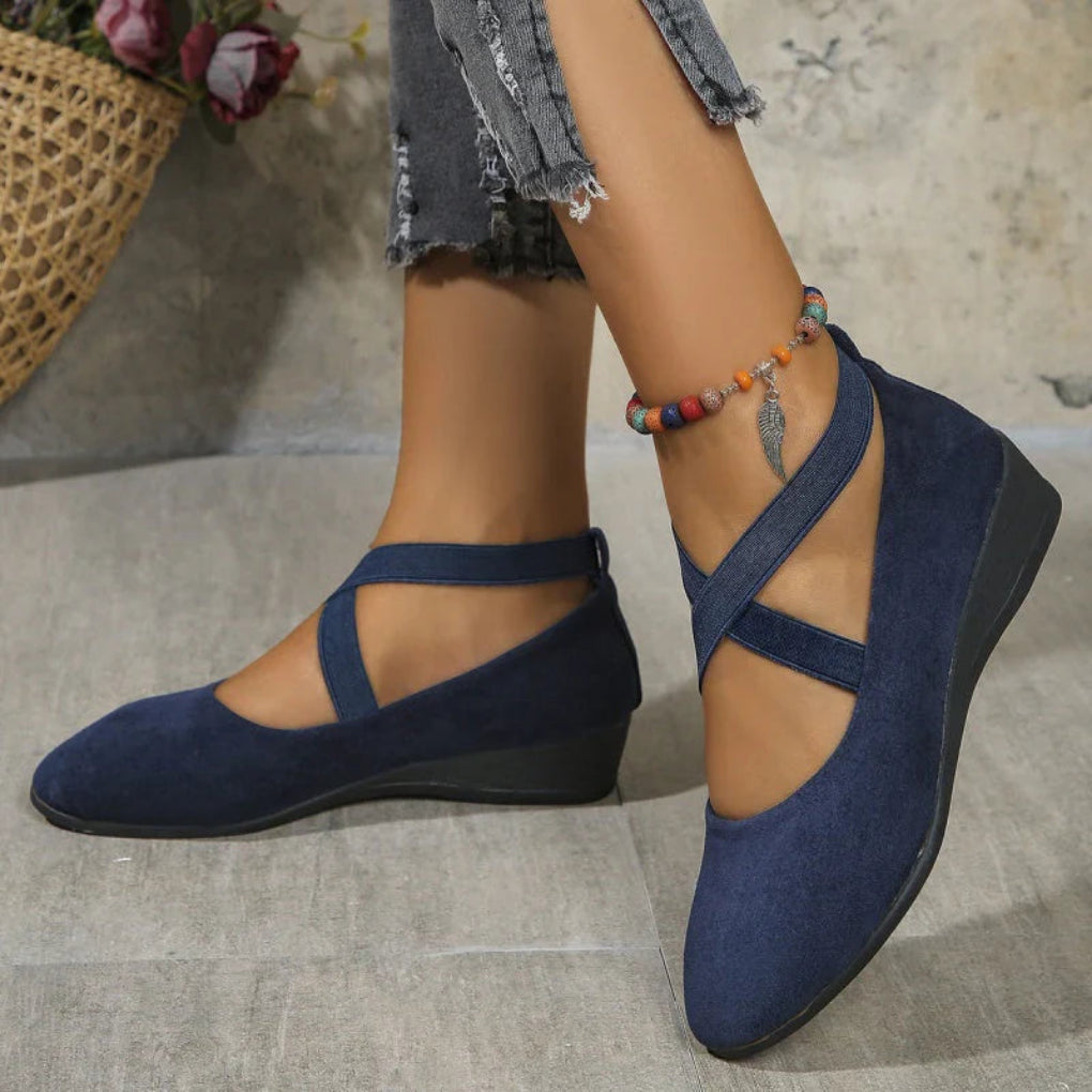 Women's Suede Crisscross Wedge Flats