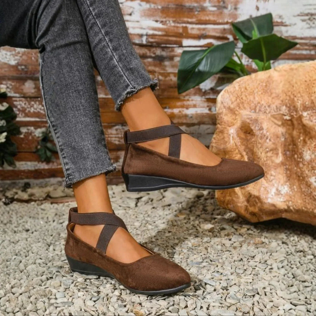 Women's Suede Crisscross Wedge Flats