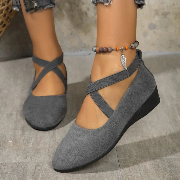 Women's Suede Crisscross Wedge Flats