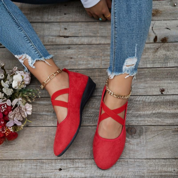 Women's Suede Crisscross Wedge Flats