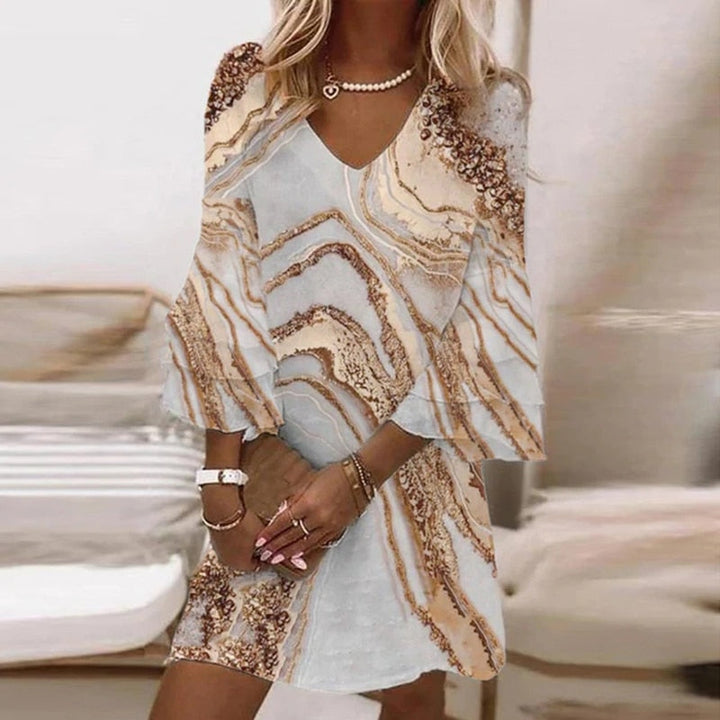Naomi | Marble Print V Neck Cocktail Dress