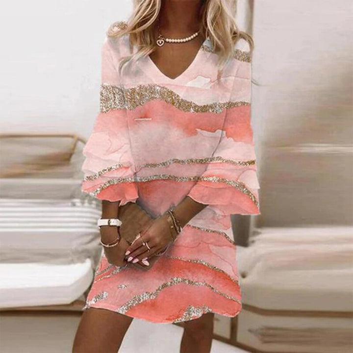 Naomi | Marble Print V Neck Cocktail Dress
