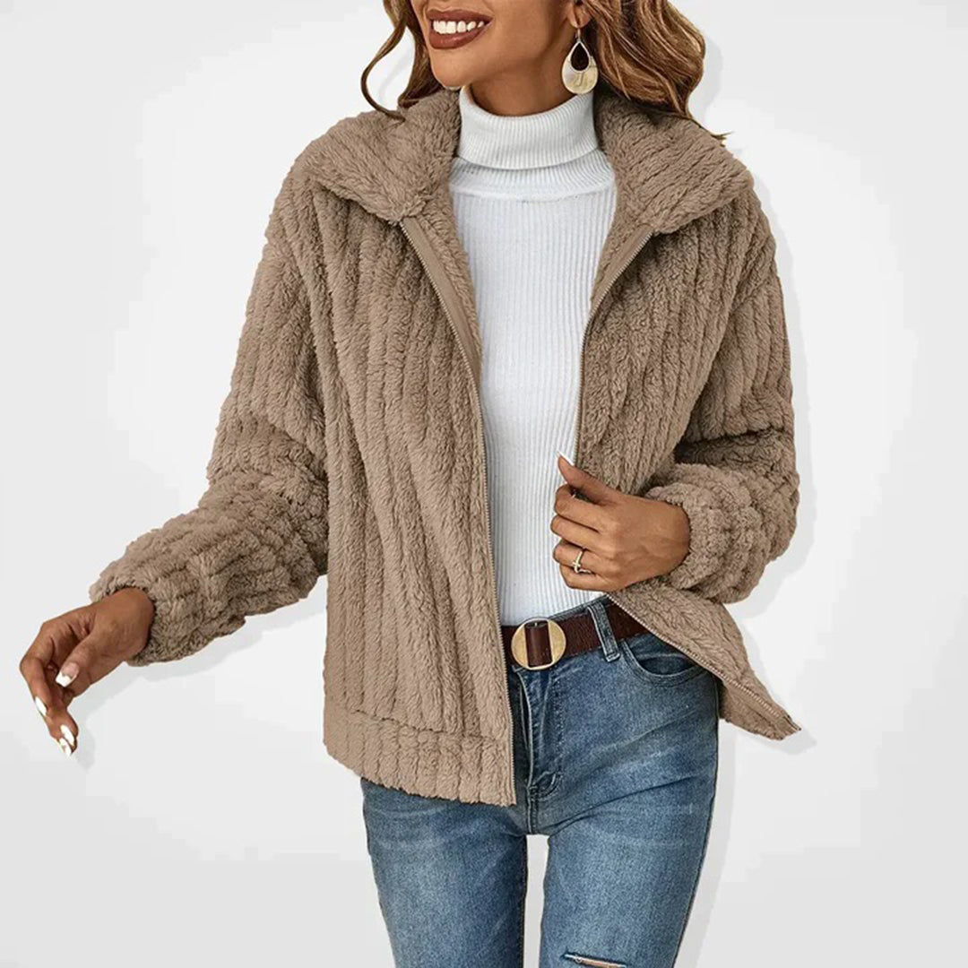 Elara | Cozy Textured Zip-Front Fleece Jacket