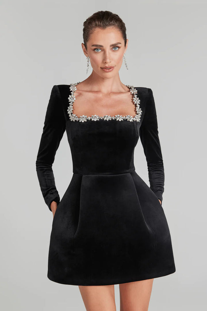 Isabella | Elegant Square Neck Mini Cocktail Dress