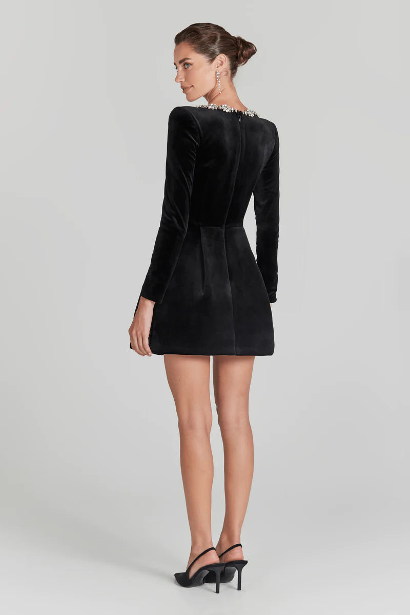 Victoria | Velvet Embellished Cocktail Mini Dress