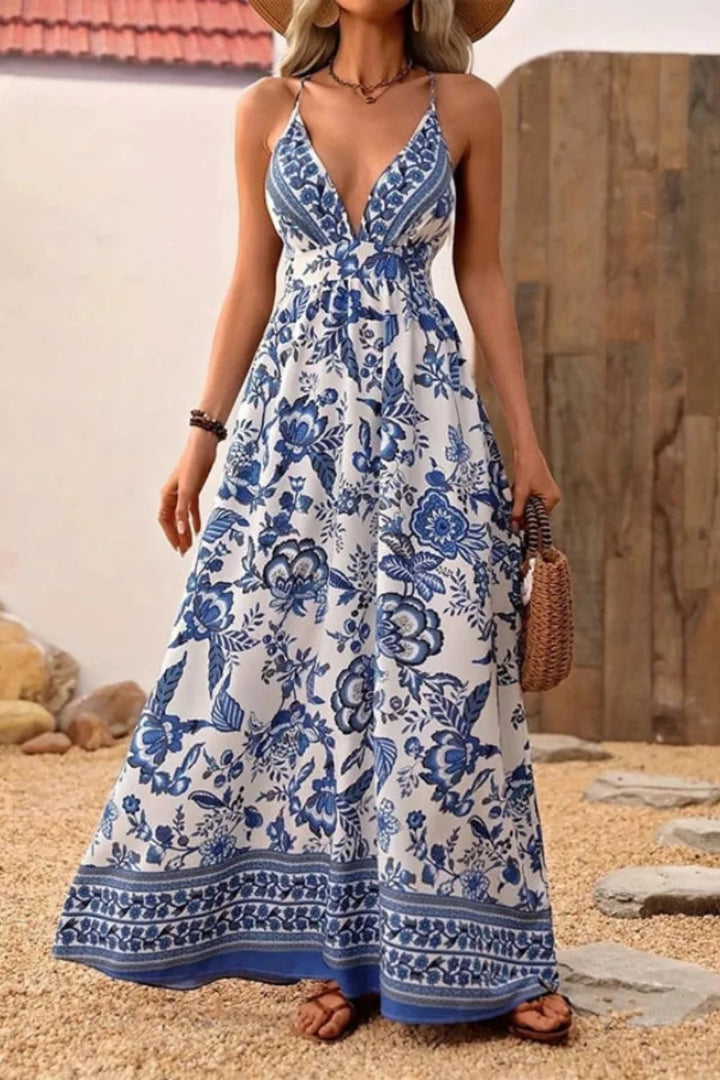 Floral V-Neck Maxi Dress for Women