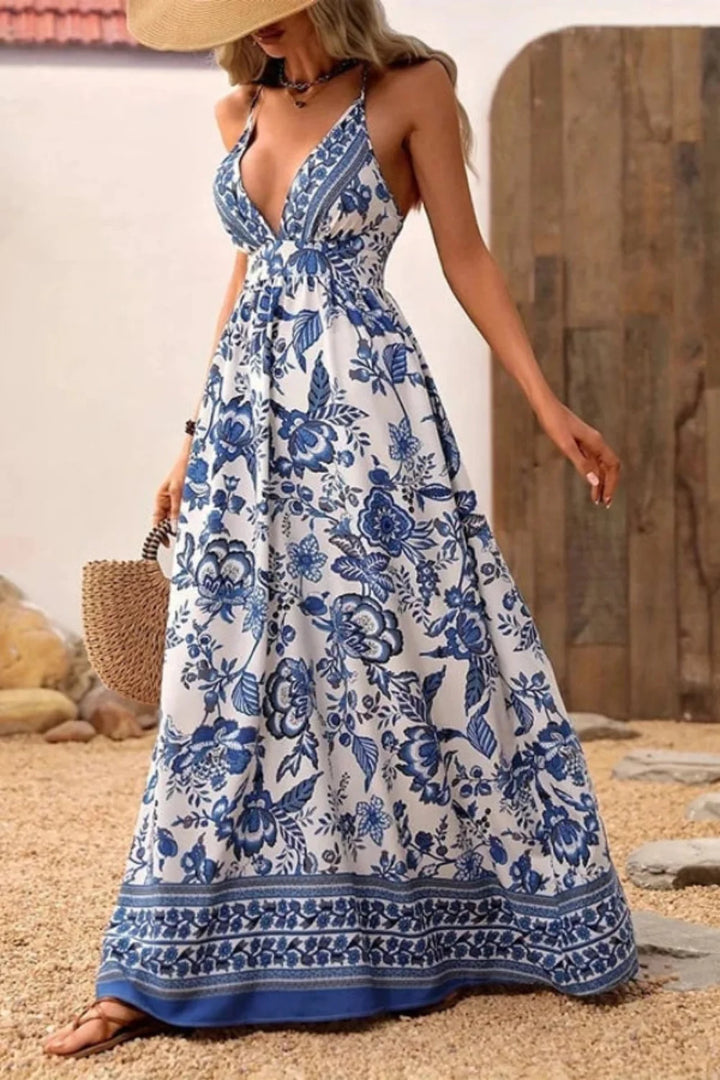 Floral V-Neck Maxi Dress for Women