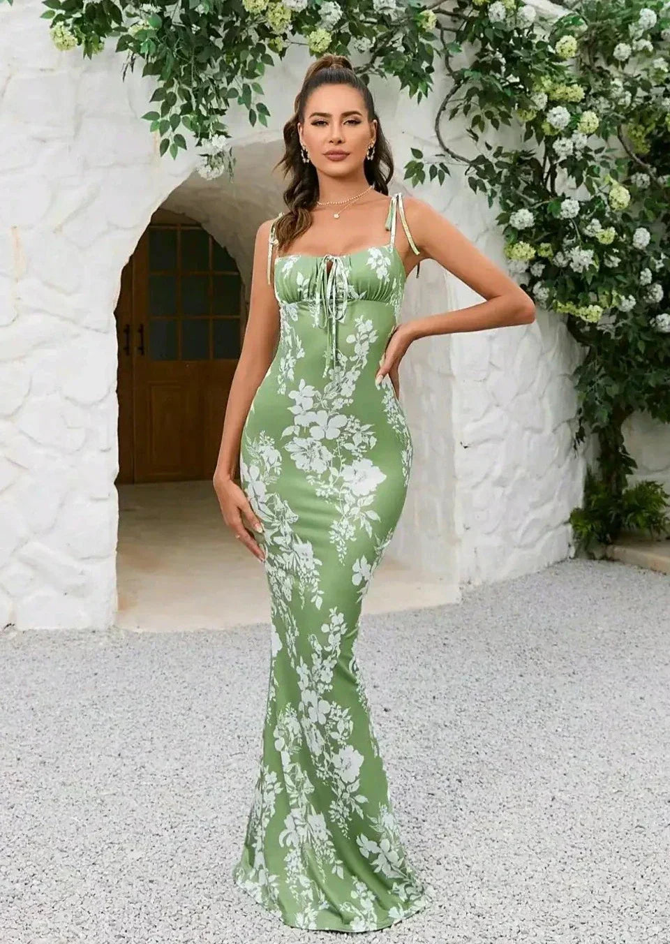 Amara | Floral Bodycon Evening Maxi Dress