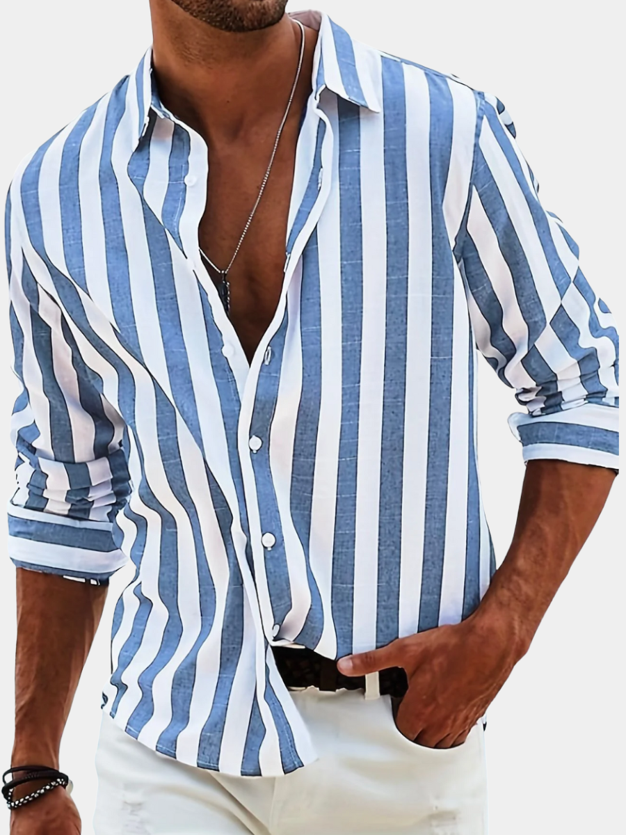Men's Striped Button Up Shirt