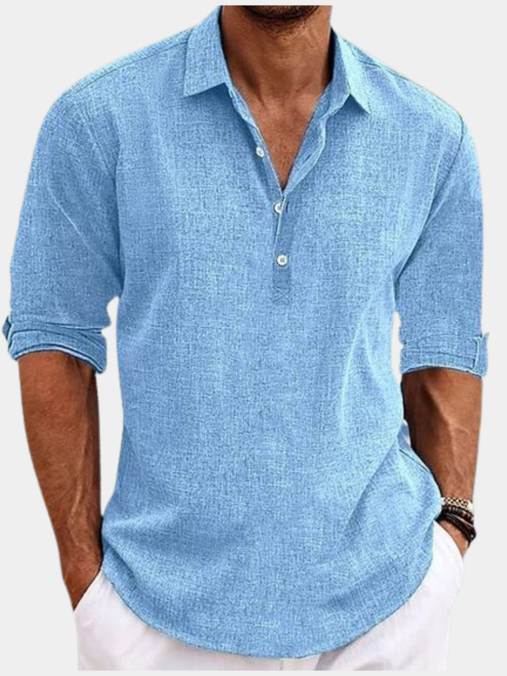 Men's Linen Popover Shirt in a Relaxed Fit