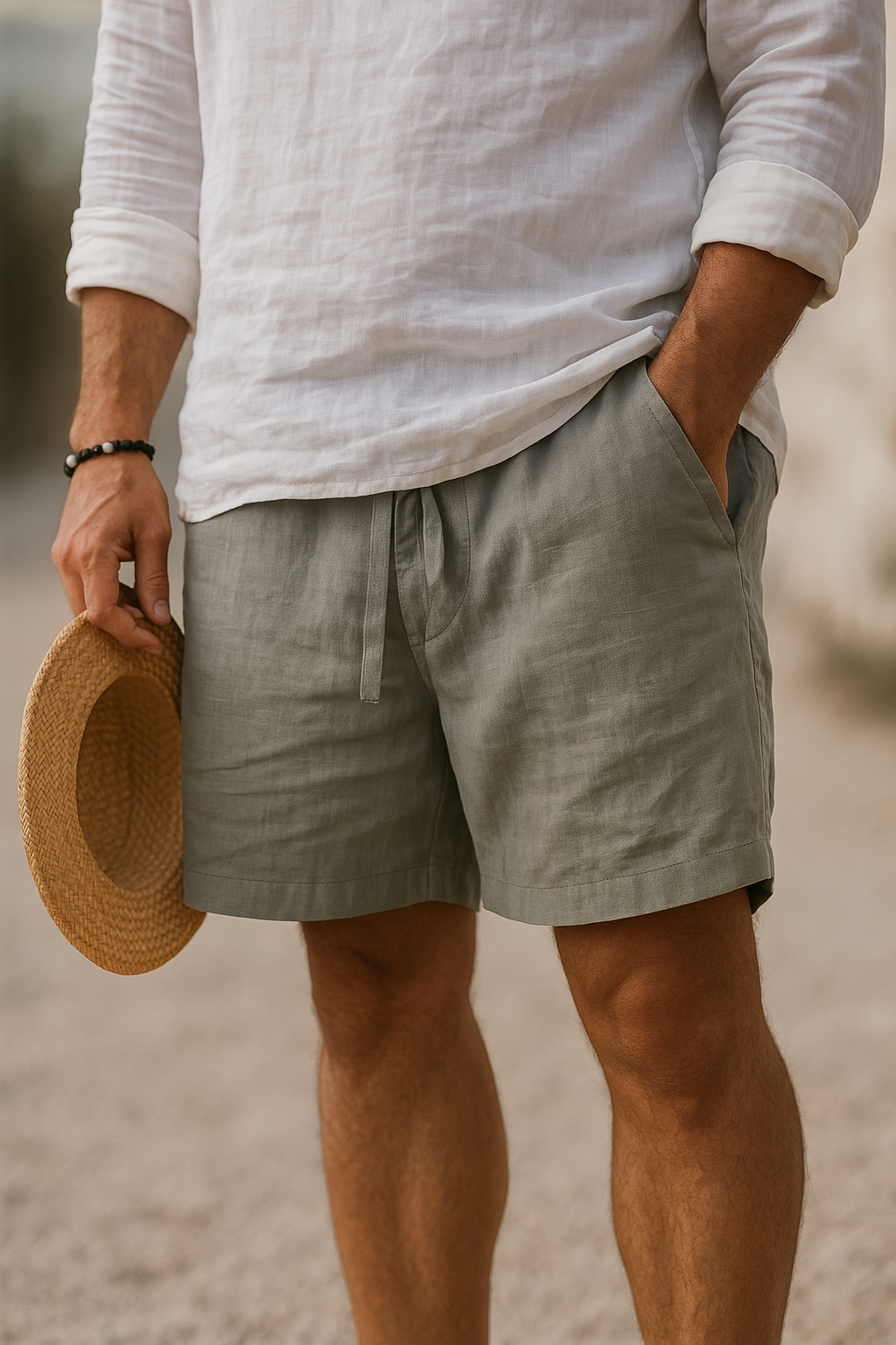 Men's Linen Drawstring Shorts