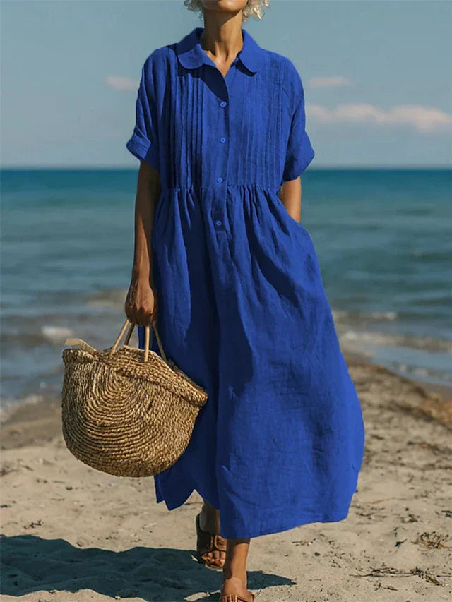 Women's Linen Shirt Maxi Dress
