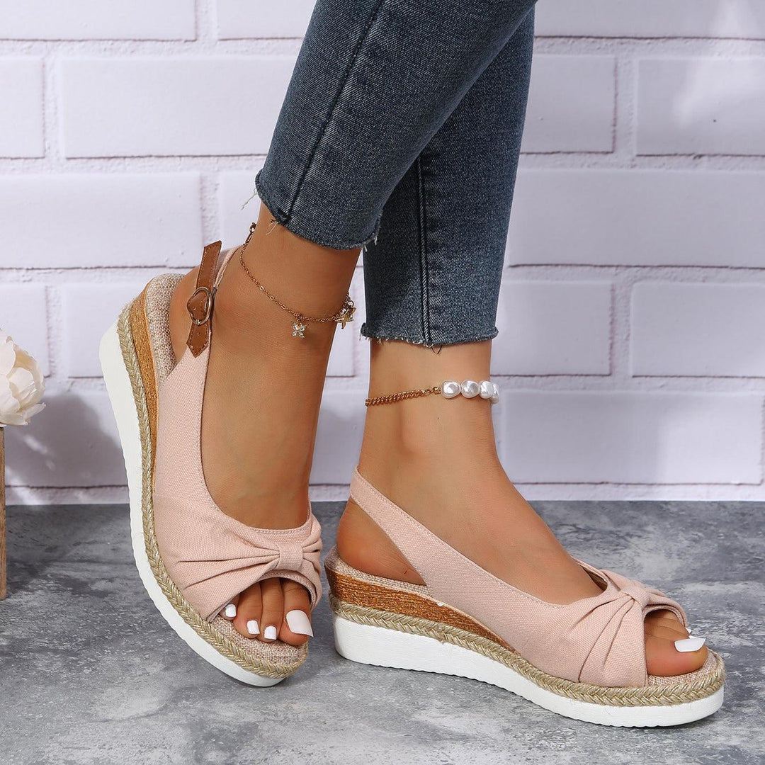 Isla | Knotted Slingback Wedge Sandals