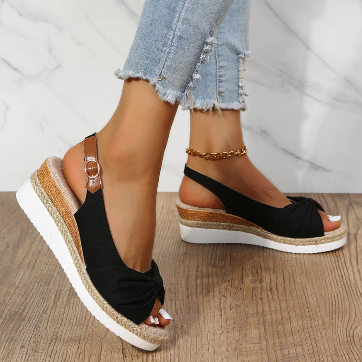 Isla | Knotted Slingback Wedge Sandals