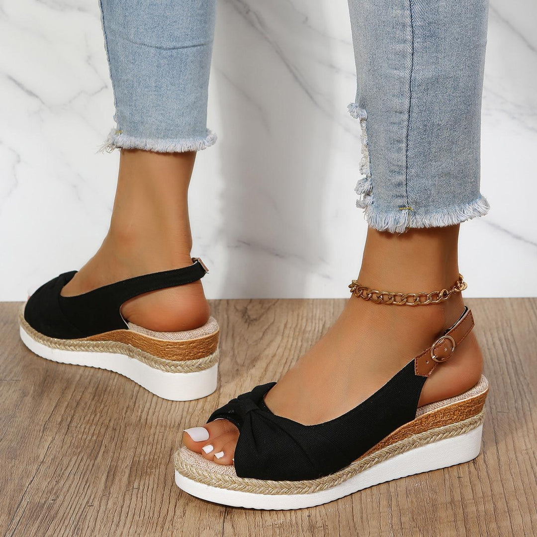 Isla | Knotted Slingback Wedge Sandals