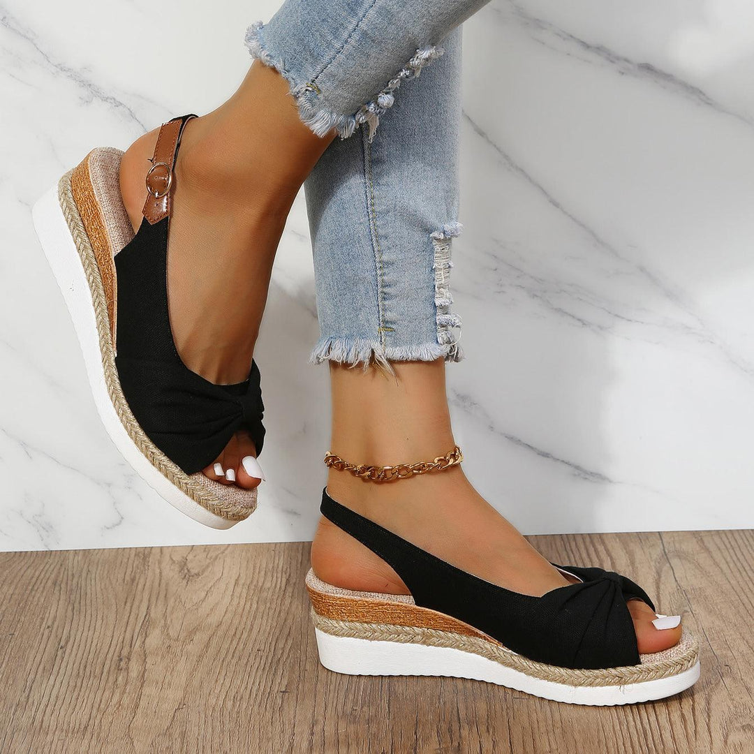 Isla | Knotted Slingback Wedge Sandals