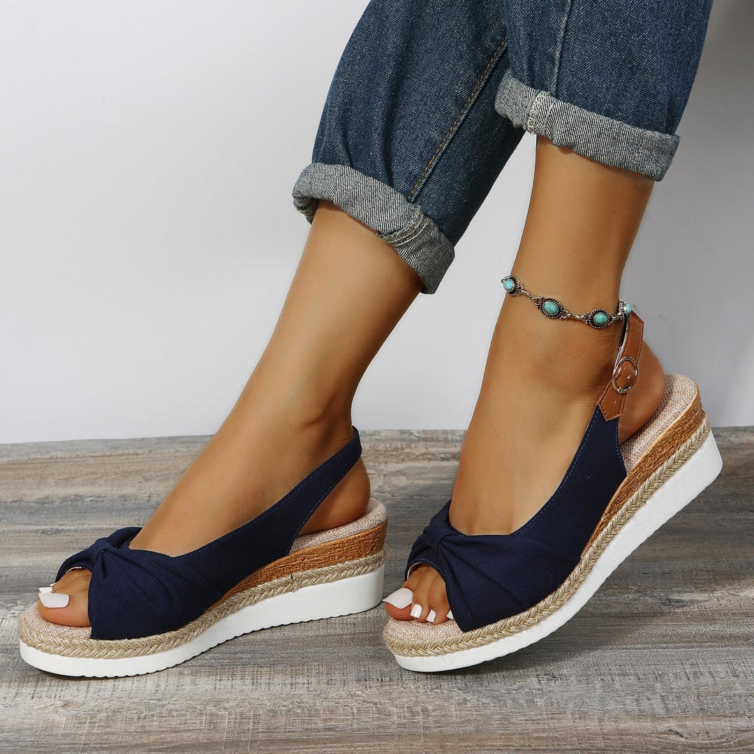 Isla | Knotted Slingback Wedge Sandals