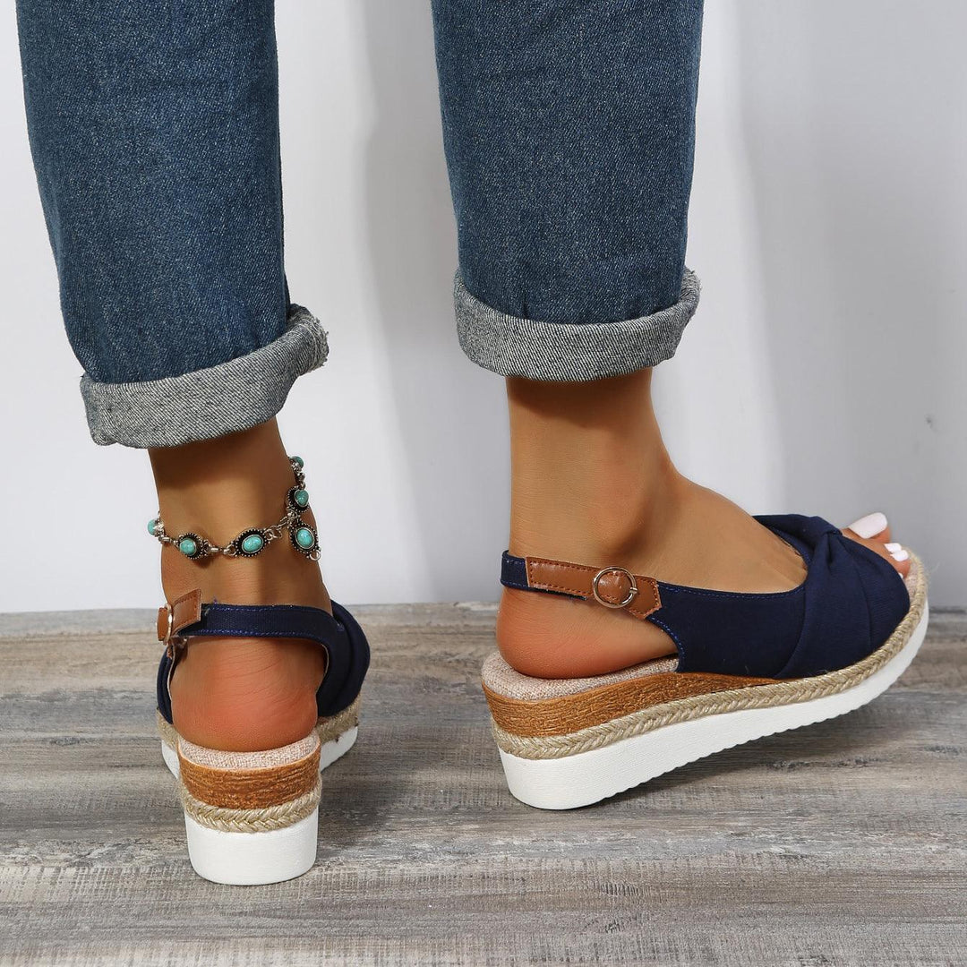 Isla | Knotted Slingback Wedge Sandals