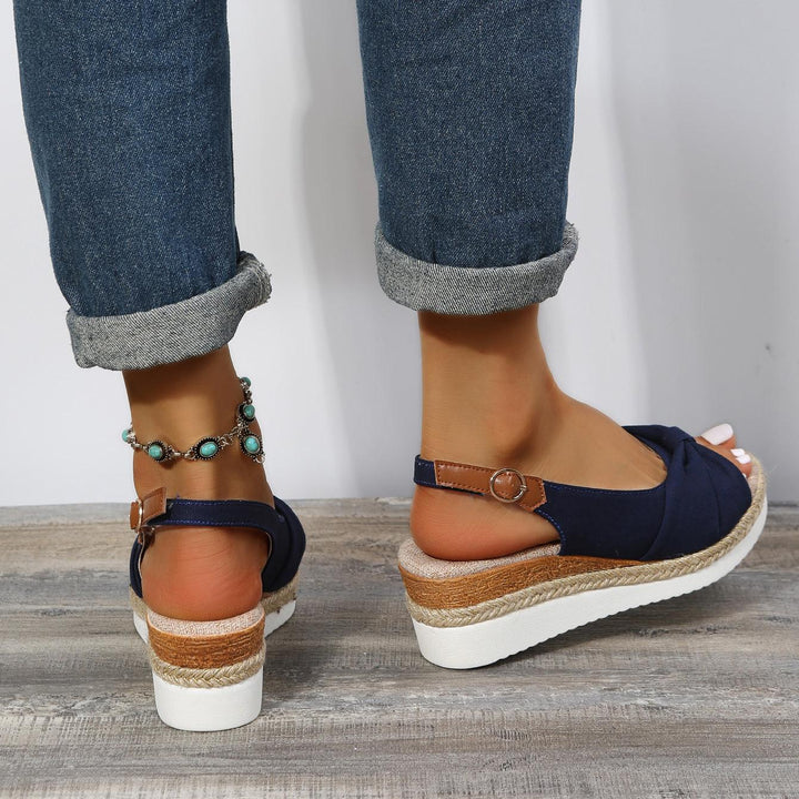 Isla | Knotted Slingback Wedge Sandals