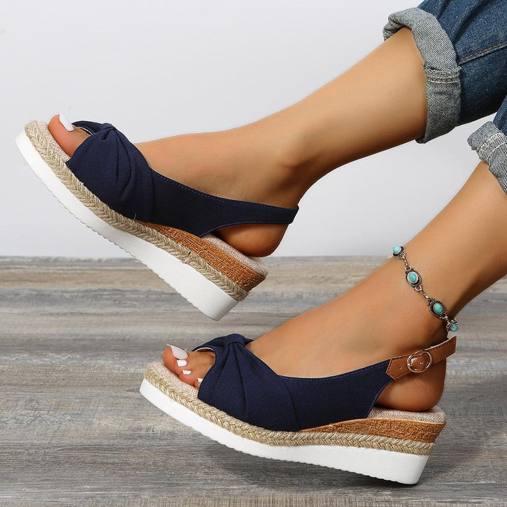 Isla | Knotted Slingback Wedge Sandals