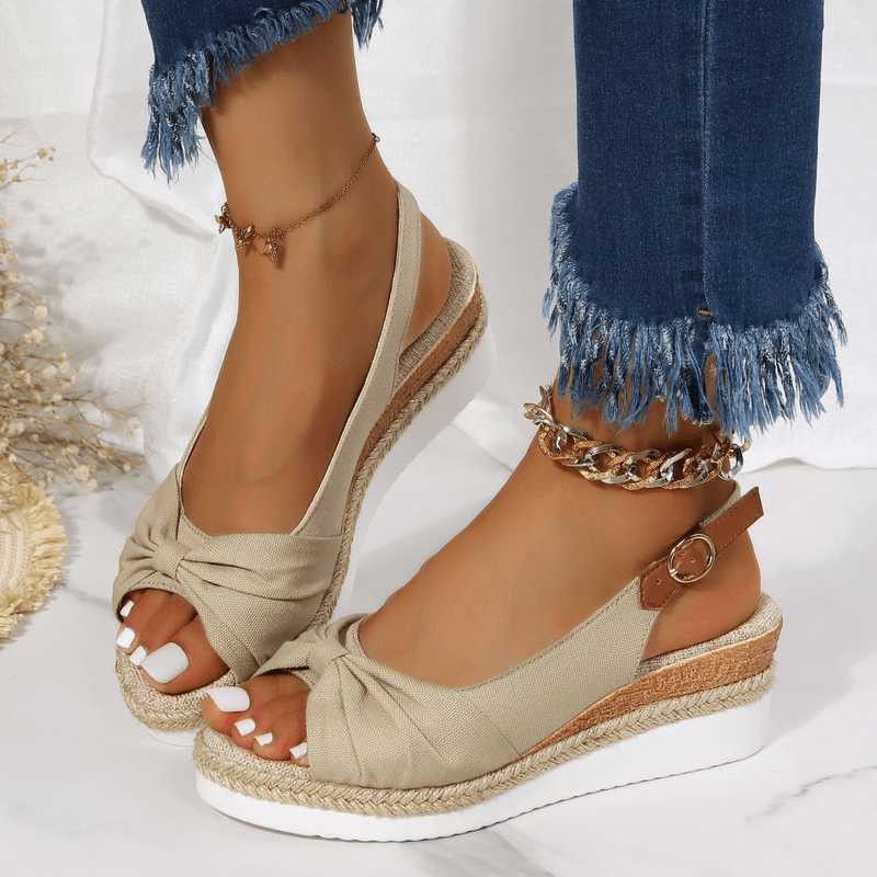 Isla | Knotted Slingback Wedge Sandals