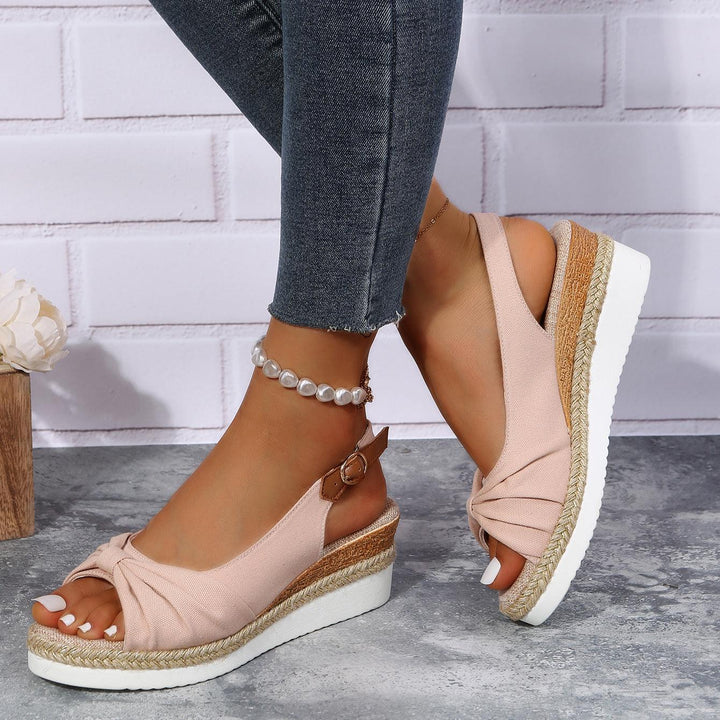 Isla | Knotted Slingback Wedge Sandals