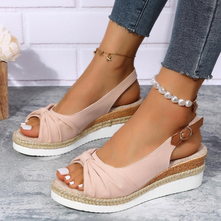 Isla | Knotted Slingback Wedge Sandals