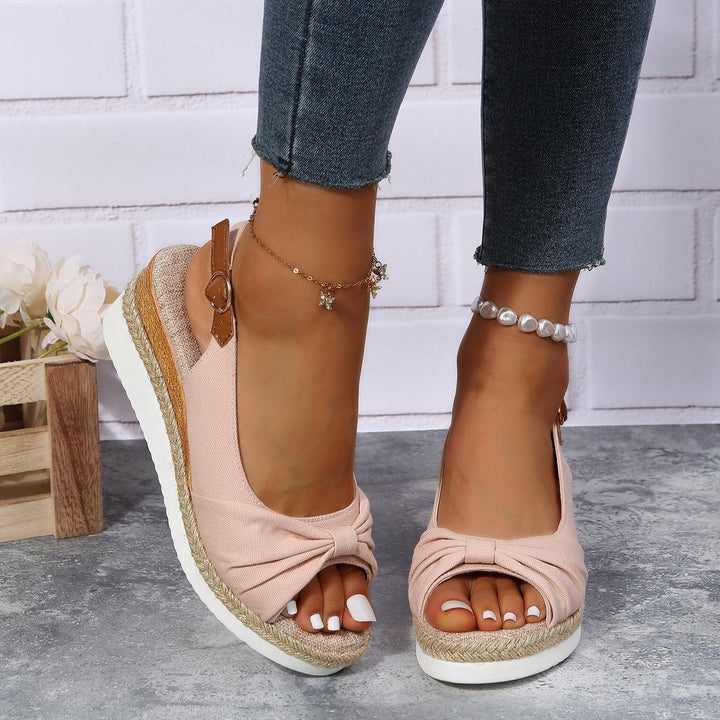 Isla | Knotted Slingback Wedge Sandals