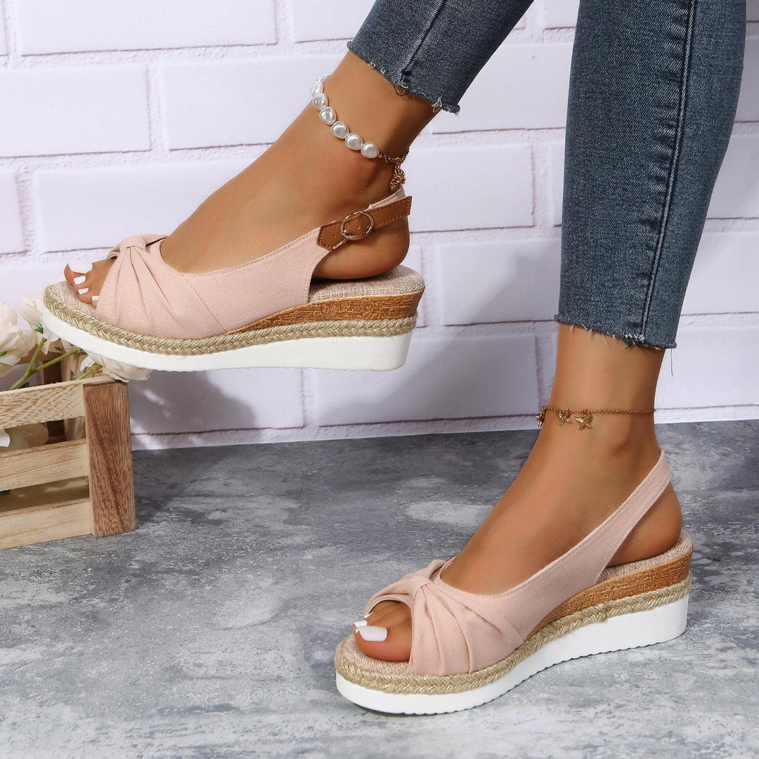 Isla | Knotted Slingback Wedge Sandals