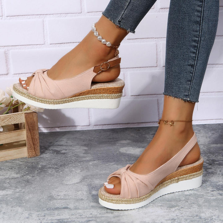 Isla | Knotted Slingback Wedge Sandals
