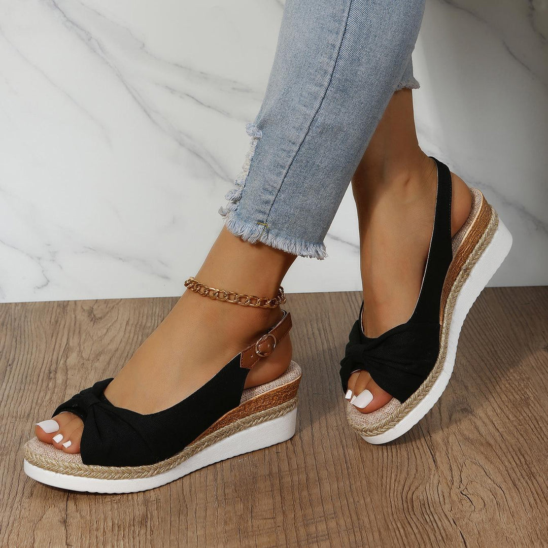 Isla | Knotted Slingback Wedge Sandals