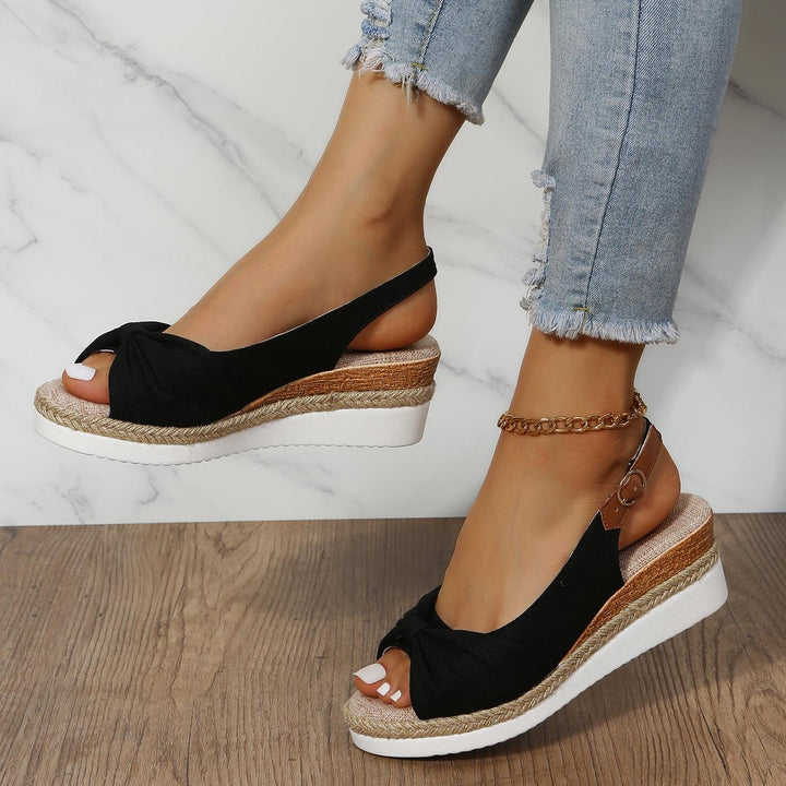 Isla | Knotted Slingback Wedge Sandals