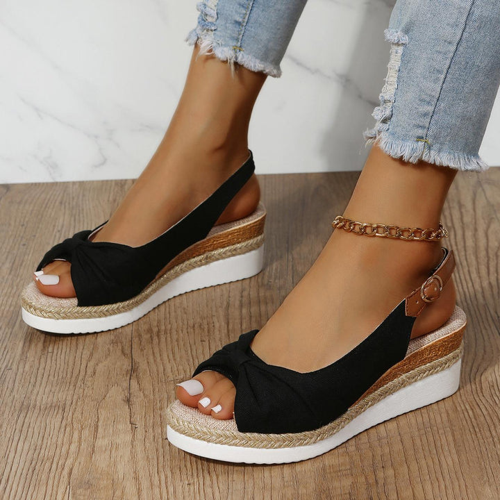 Isla | Knotted Slingback Wedge Sandals