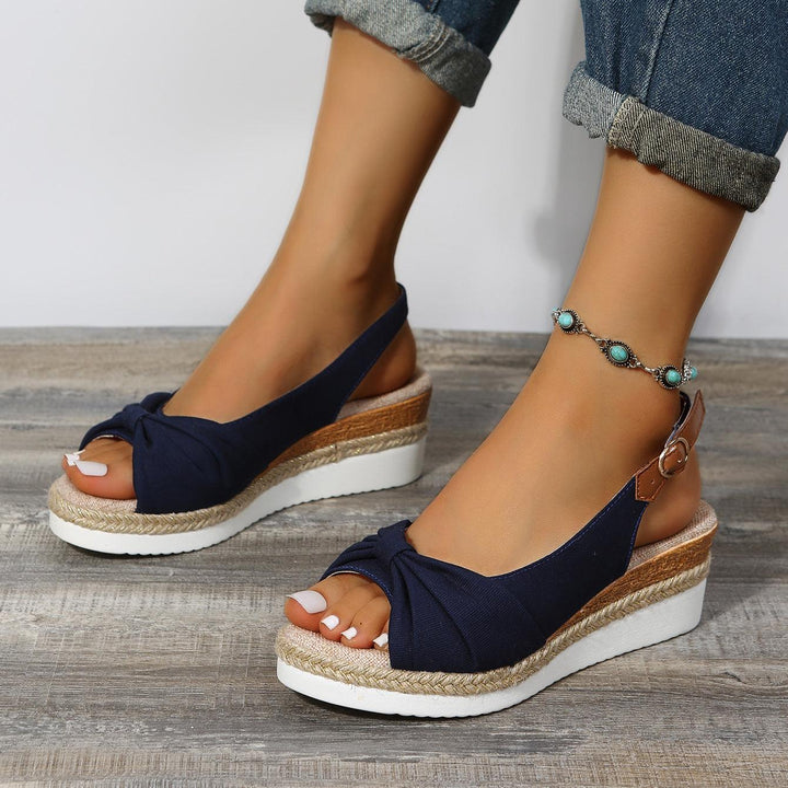Isla | Knotted Slingback Wedge Sandals