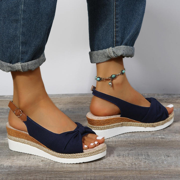 Isla | Knotted Slingback Wedge Sandals