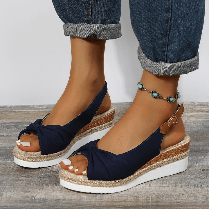 Isla | Knotted Slingback Wedge Sandals