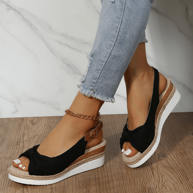 Isla | Knotted Slingback Wedge Sandals