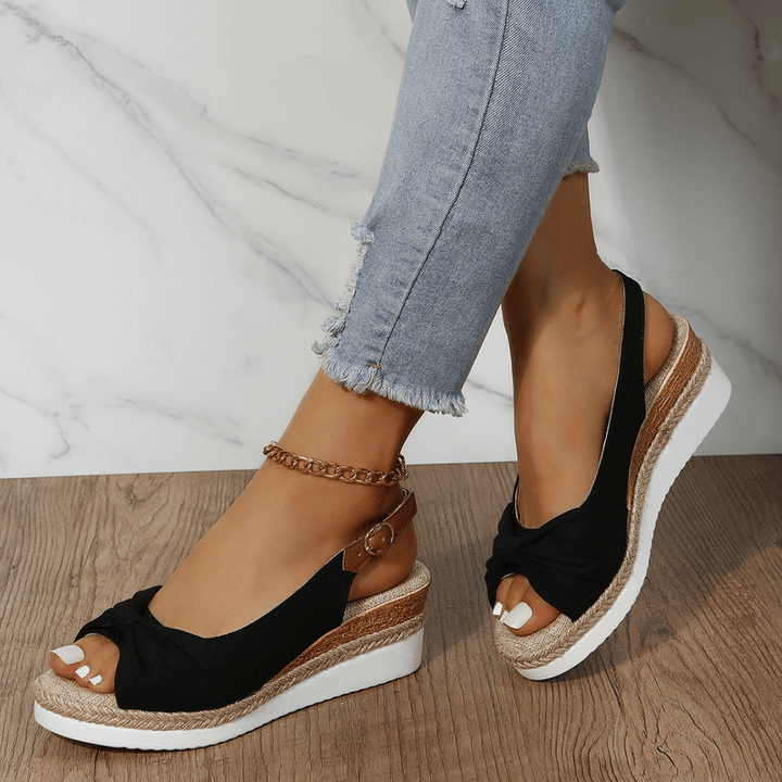 Isla | Knotted Slingback Wedge Sandals