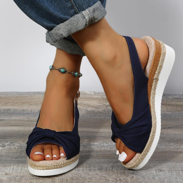 Isla | Knotted Slingback Wedge Sandals