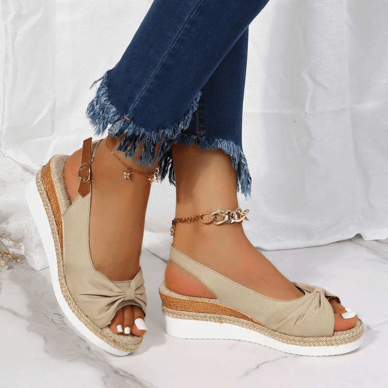 Isla | Knotted Slingback Wedge Sandals
