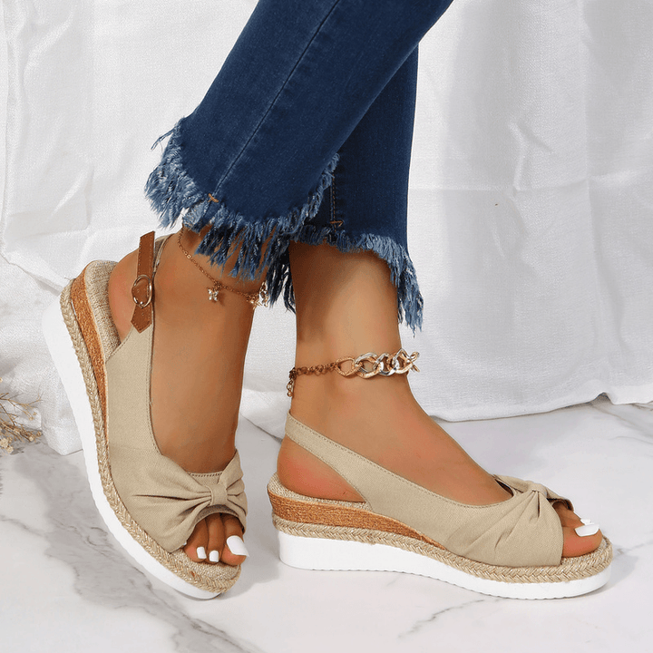 Isla | Knotted Slingback Wedge Sandals