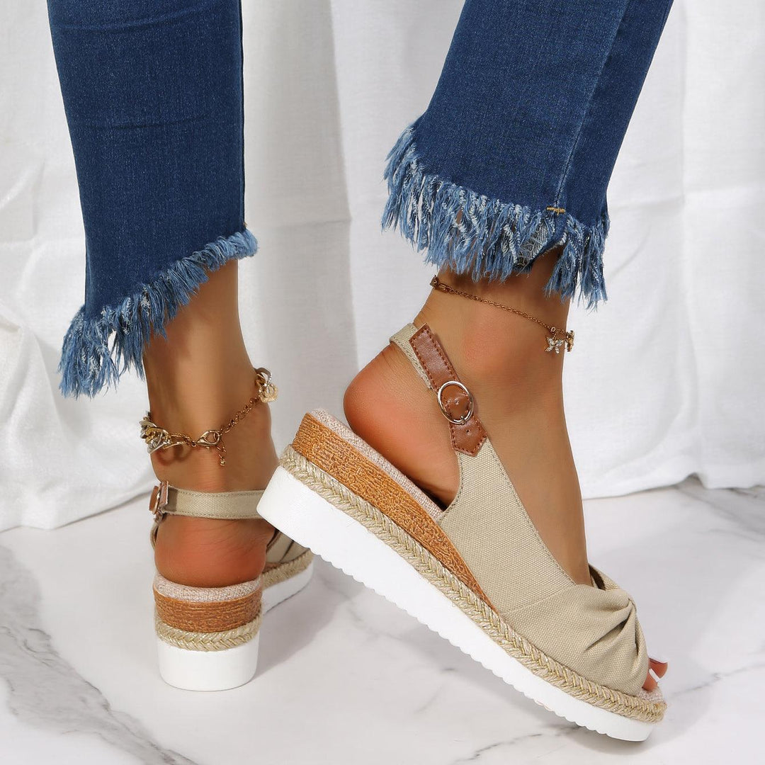 Isla | Knotted Slingback Wedge Sandals