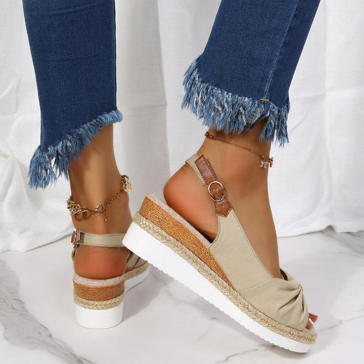 Isla | Knotted Slingback Wedge Sandals