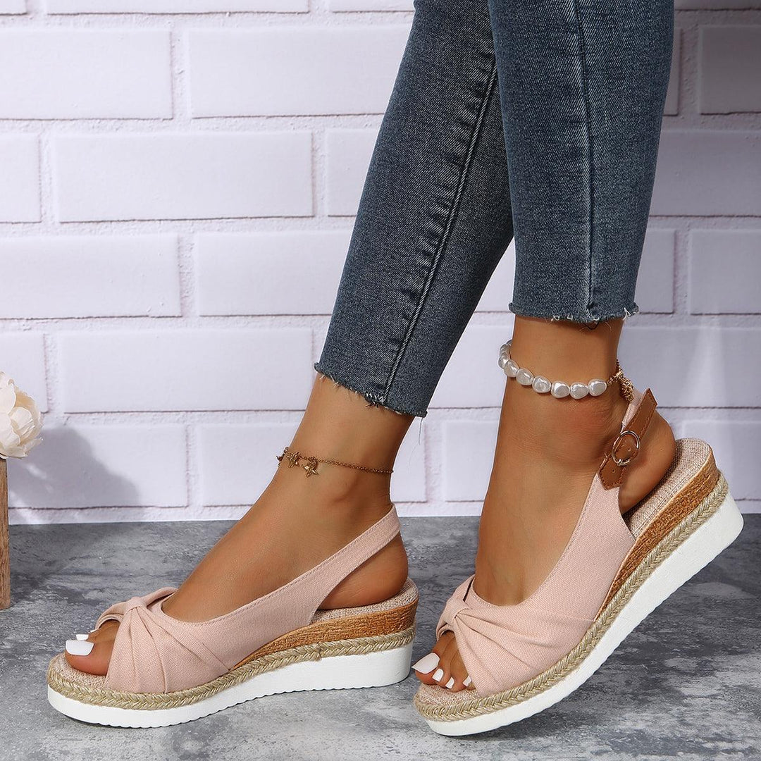 Isla | Knotted Slingback Wedge Sandals