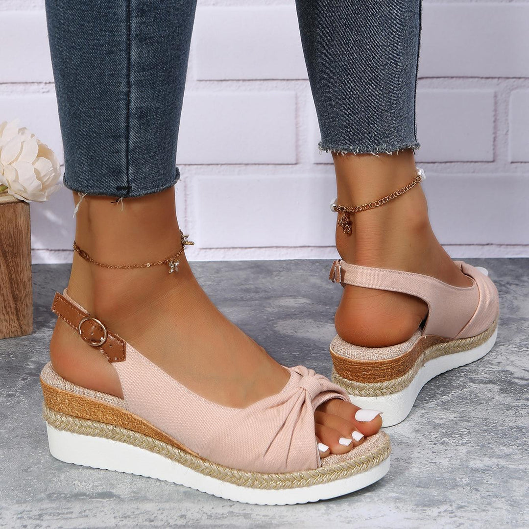 Isla | Knotted Slingback Wedge Sandals