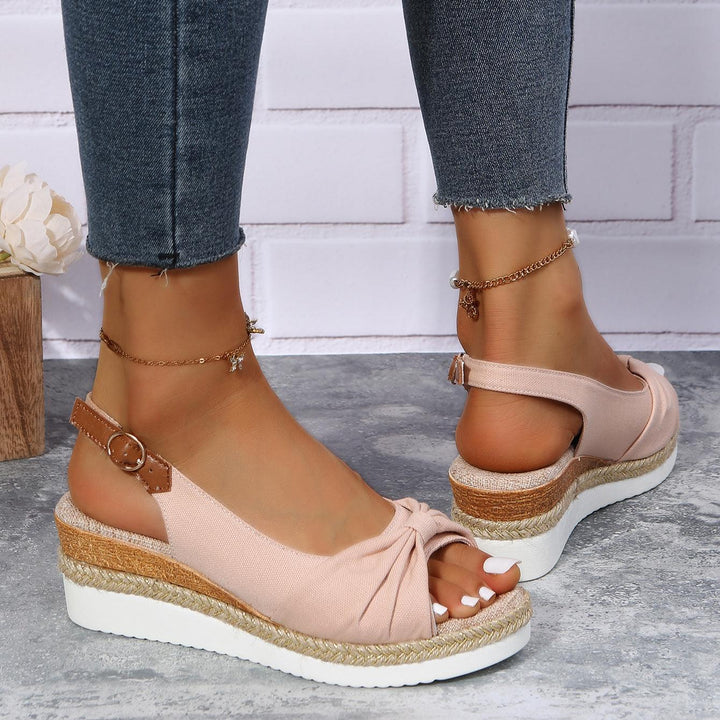 Isla | Knotted Slingback Wedge Sandals