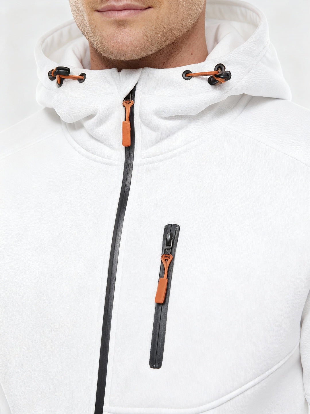 Men's Full-Zip Hooded Track Jacket with Multi-Zip Pockets